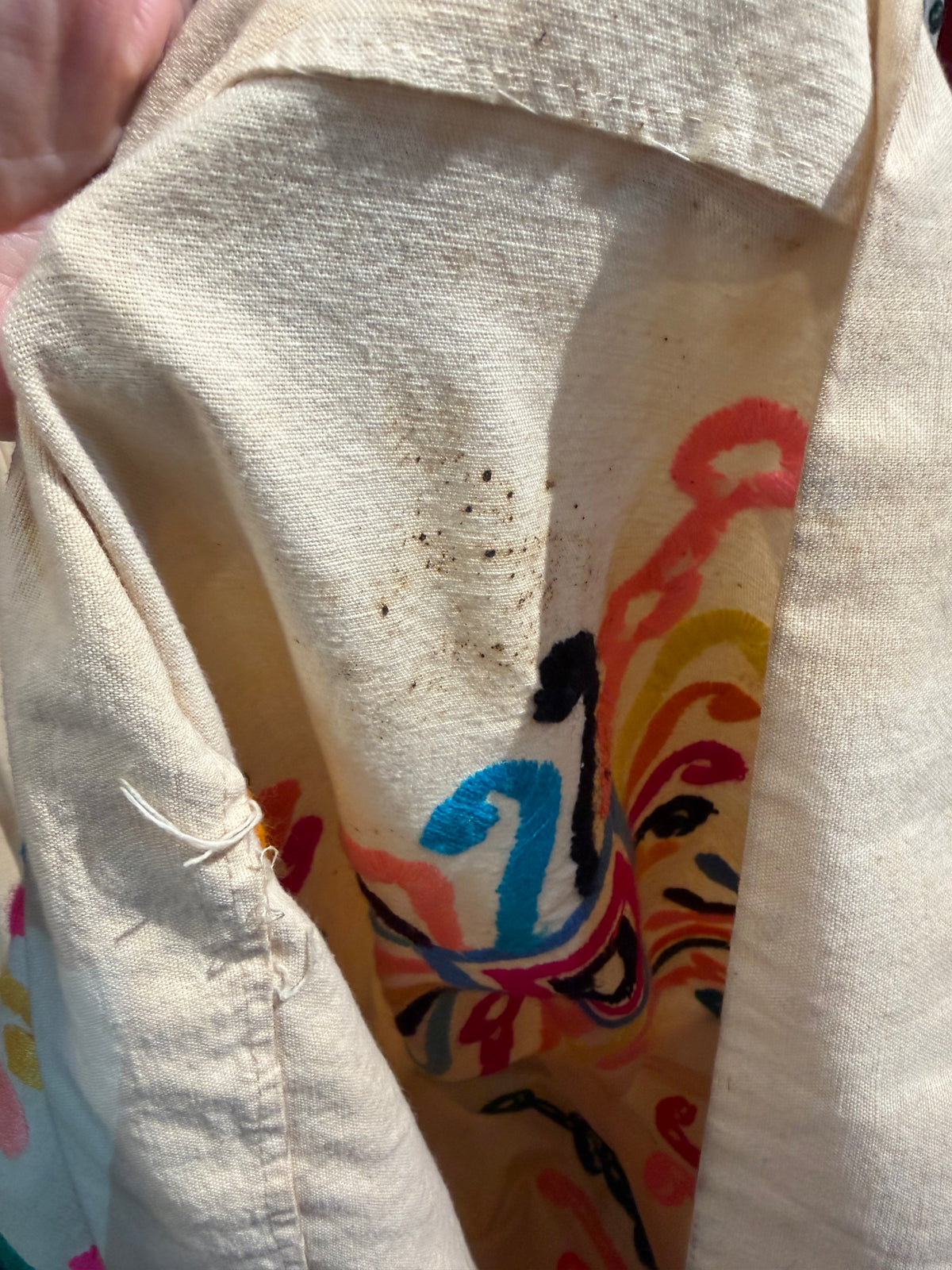 VINTAGE Flower Child Festival Linen Dress 60’s XS