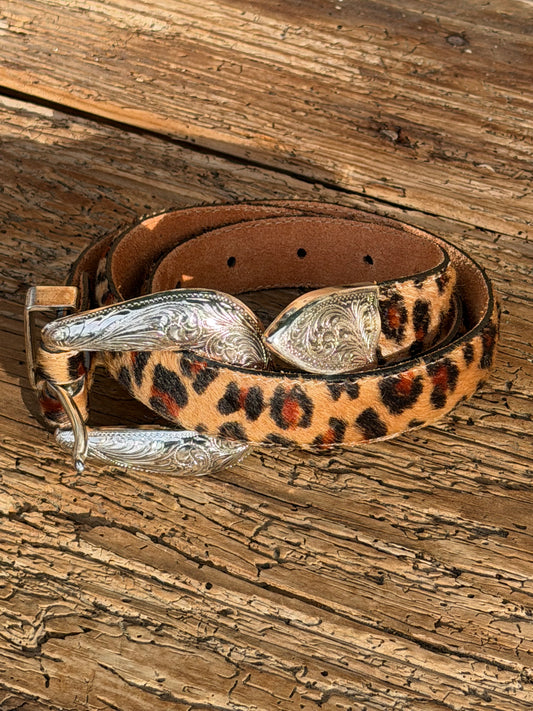 Vintage TONY LAMA Leopard  Belt, Size 32