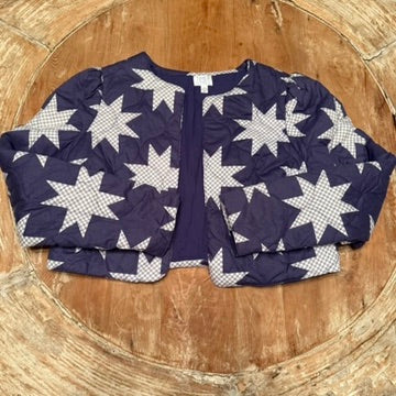 Blue White Stars Puffer Jacket, Size XS