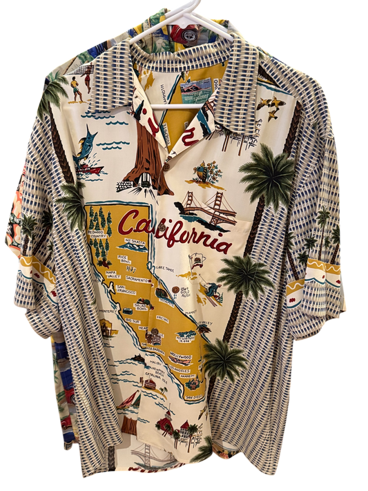 REYN SPOONER CALIFORNIA SHIRT, Rayon, Size L