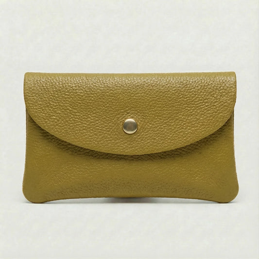 Leather Small Wallet in CHARTREUSE