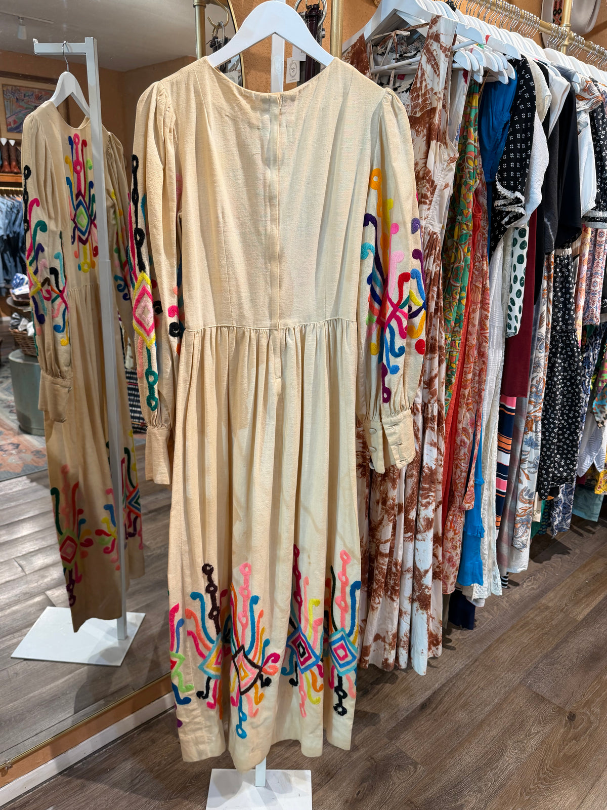 VINTAGE Flower Child Festival Linen Dress 60’s XS