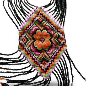 VTG Navajo Beaded Necklace Black Pink Orange