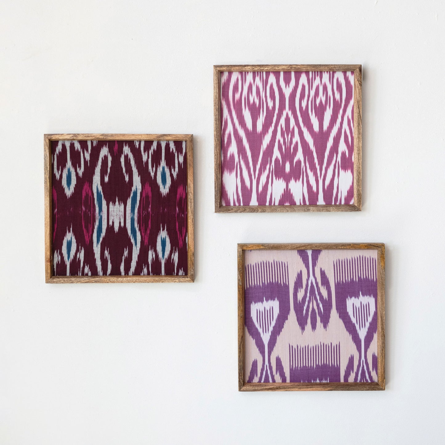 Mango Wood Framed Found Cotton Ikat Wall Décor