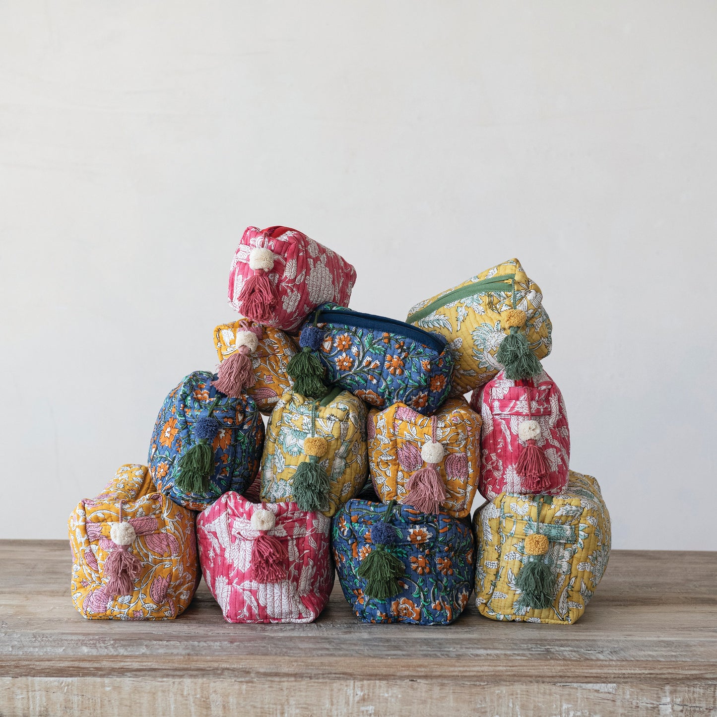 India Block Print Quilted Pouch, Small