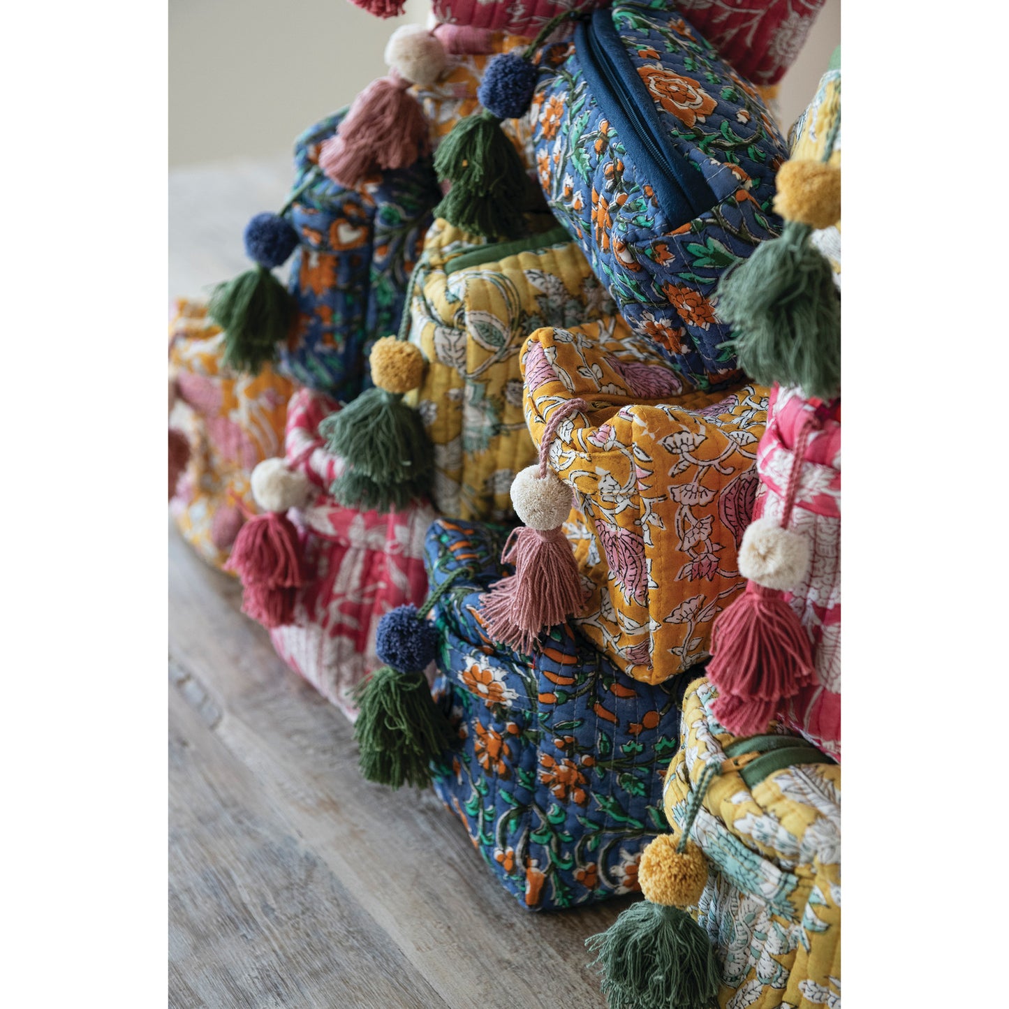 India Block Print Quilted Pouch, Small