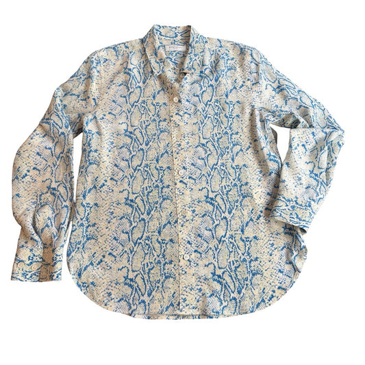EQUIPMENT Snakeskin Cream & Blue Silk Blouse, XS