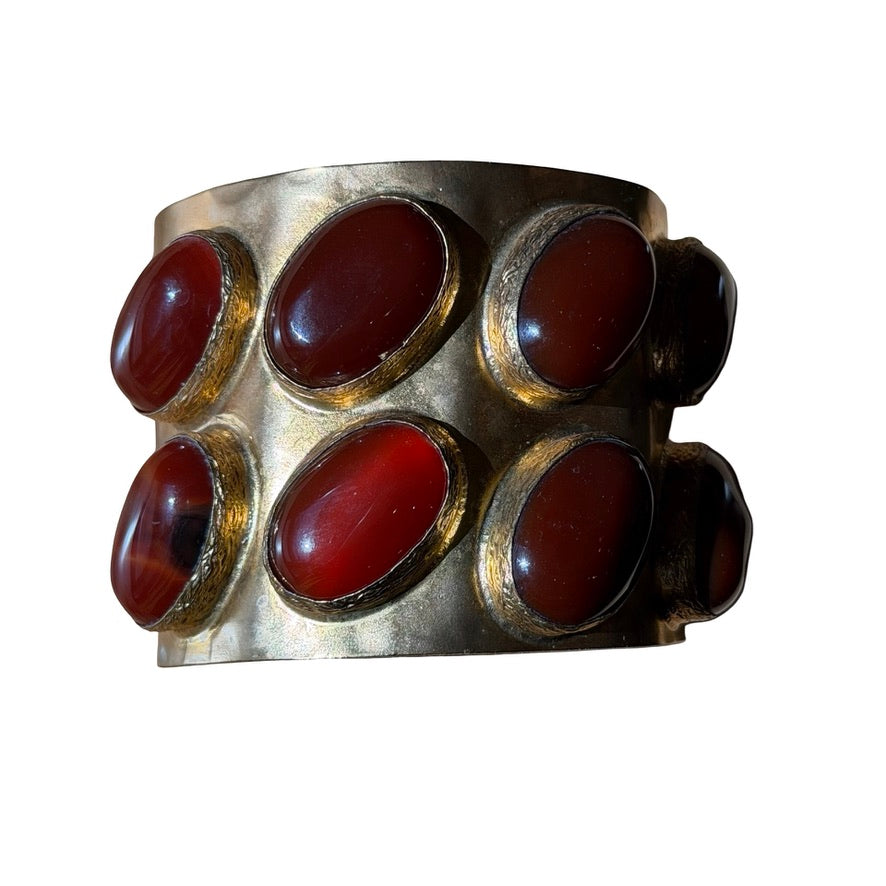Cuff Bracelet Carnelian Cabochon