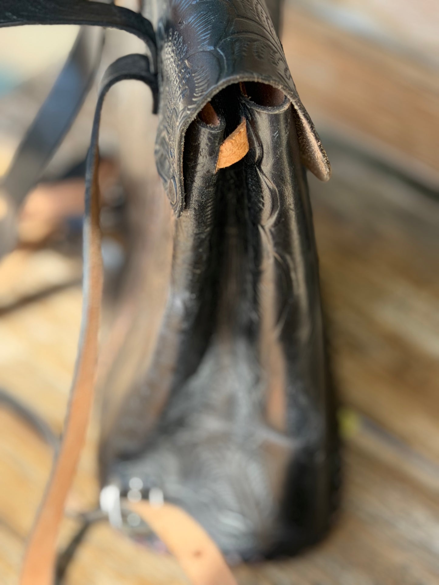 Vintage Hand-tooled Leather Backpack Purse