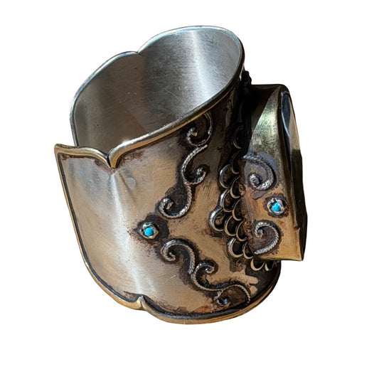 Cuff Bracelet Green Jasper Cabochon