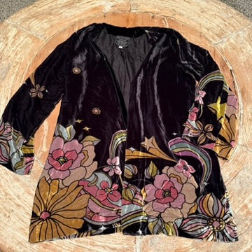 JOHNNY WAS Velour Andy KimonO FloraL JADE LINE
