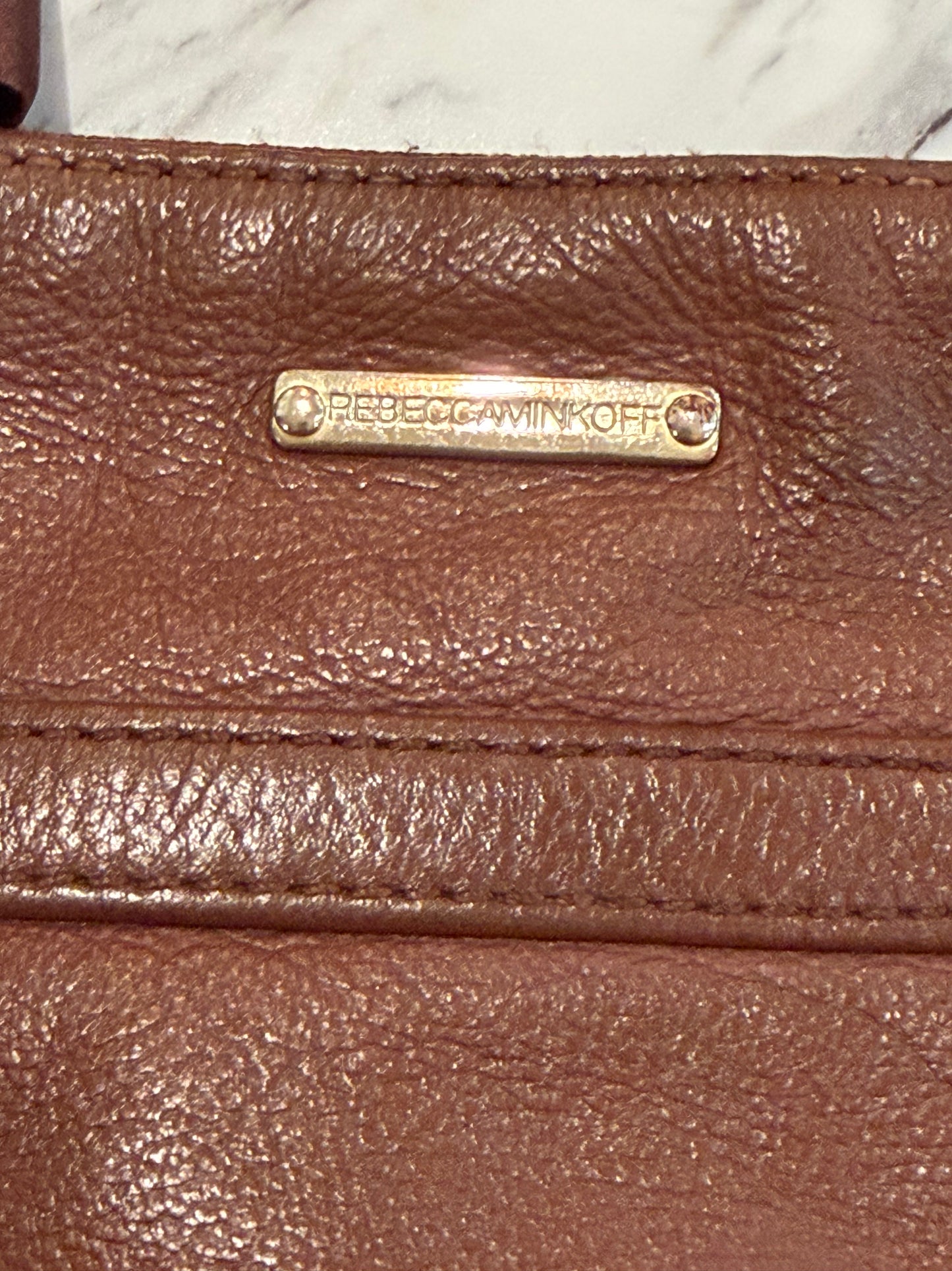 REBECCA MINKOFF MAC Brown Leather Gold Hardware Bag
