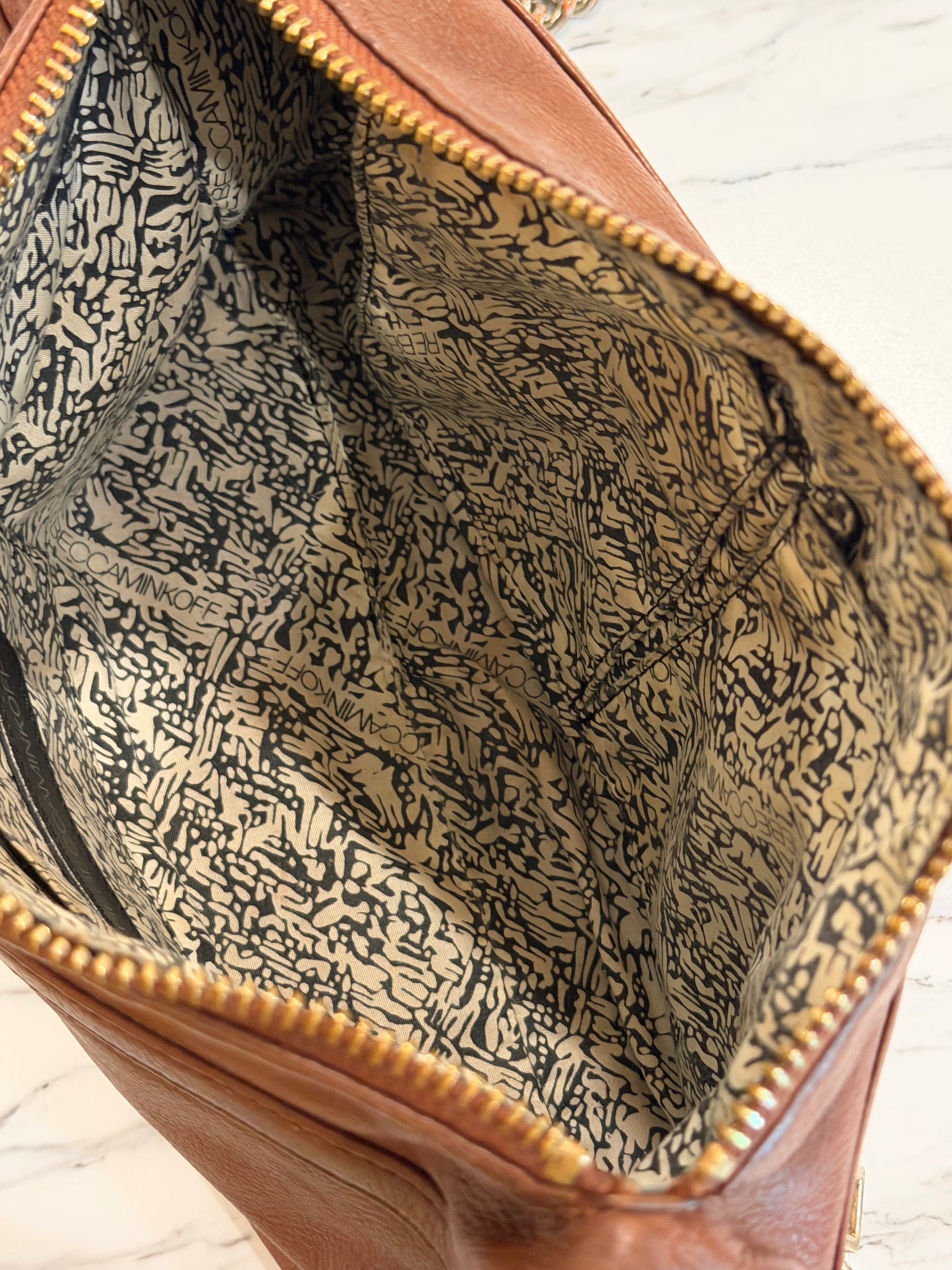 REBECCA MINKOFF MAC Brown Leather Gold Hardware Bag