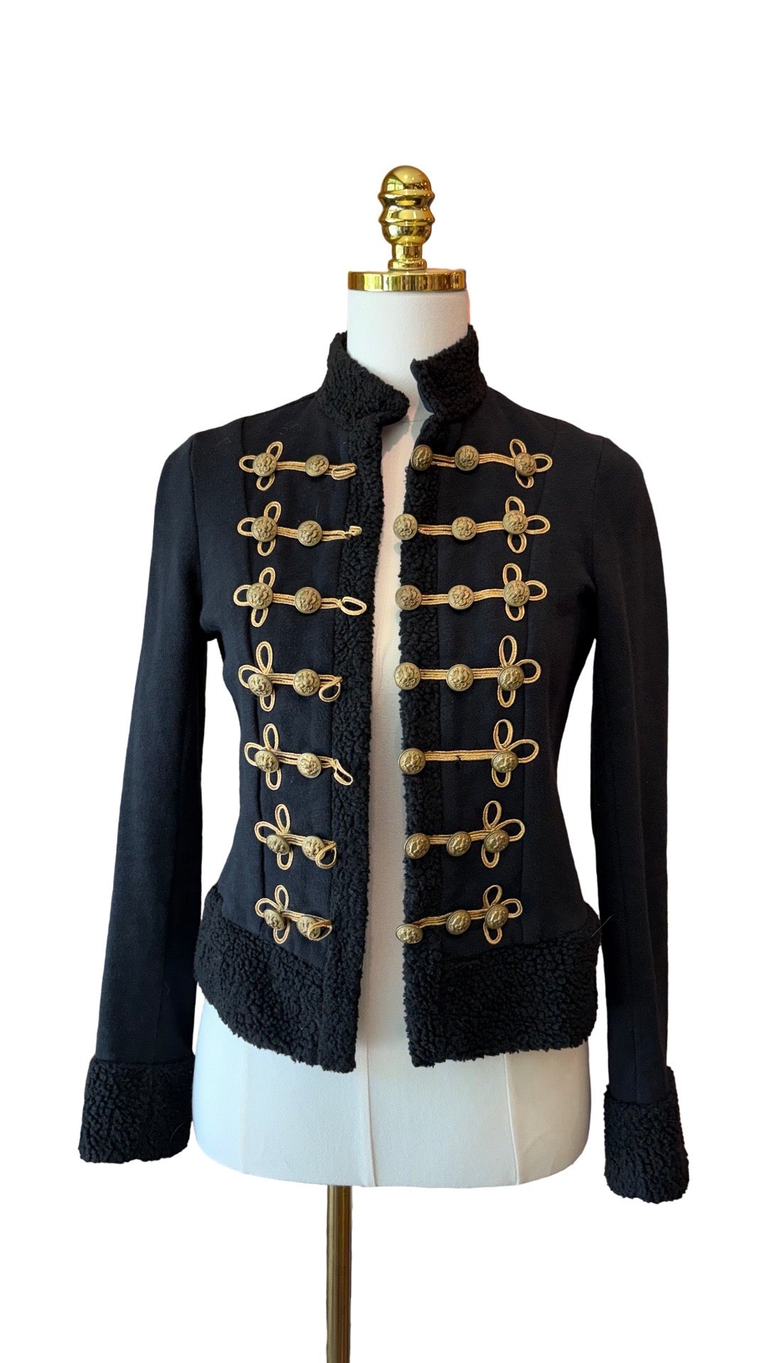 RALPH LAUREN Denim & Supply Military Knit Blazer Dark Navy Gold Crest Buttons S