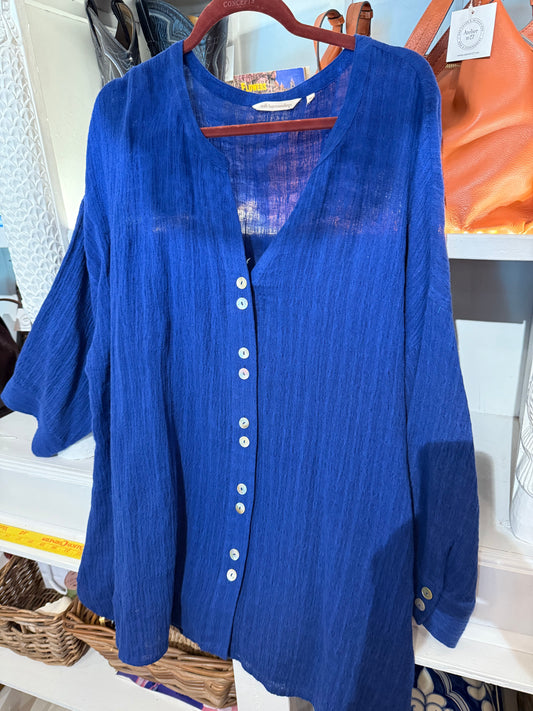 SOFT SURROUNDINGS Tunic Cobalt Gauze
