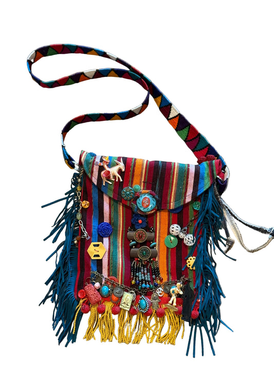 TOO MUCH FUN Handmade Guatemalan Purse w/Charms