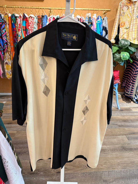 VINTAGE NAT NAST BLACK & IVORY SHIRT