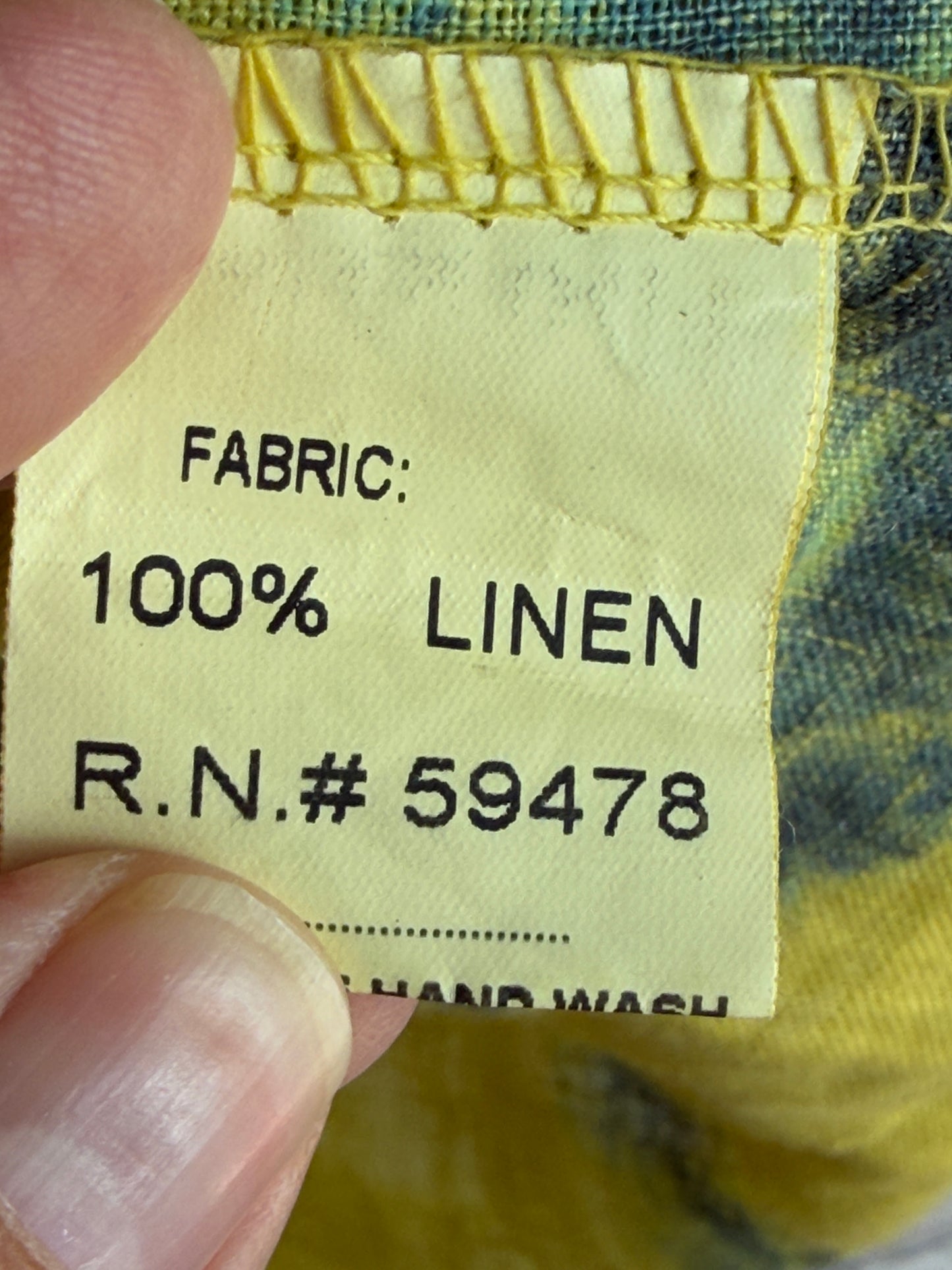 MADE IN ITALY Yellow & Green Linen Tie Dye Top