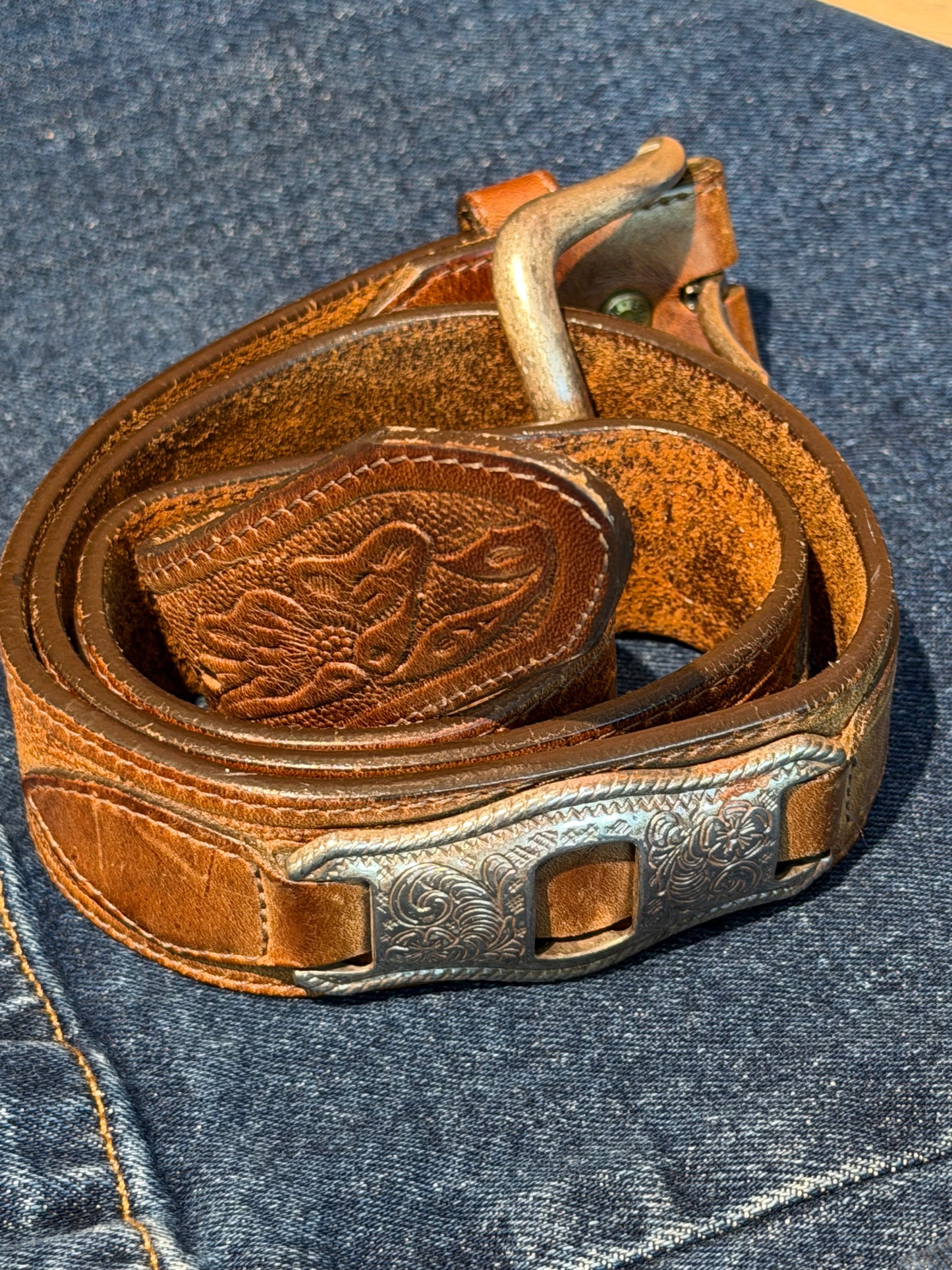 Vintage Leegin Western Leather Belt – Made in USA – Size 34