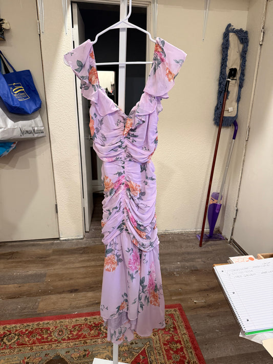 ASTR THE LABEL	Lilac Ruched Floral Dress	S