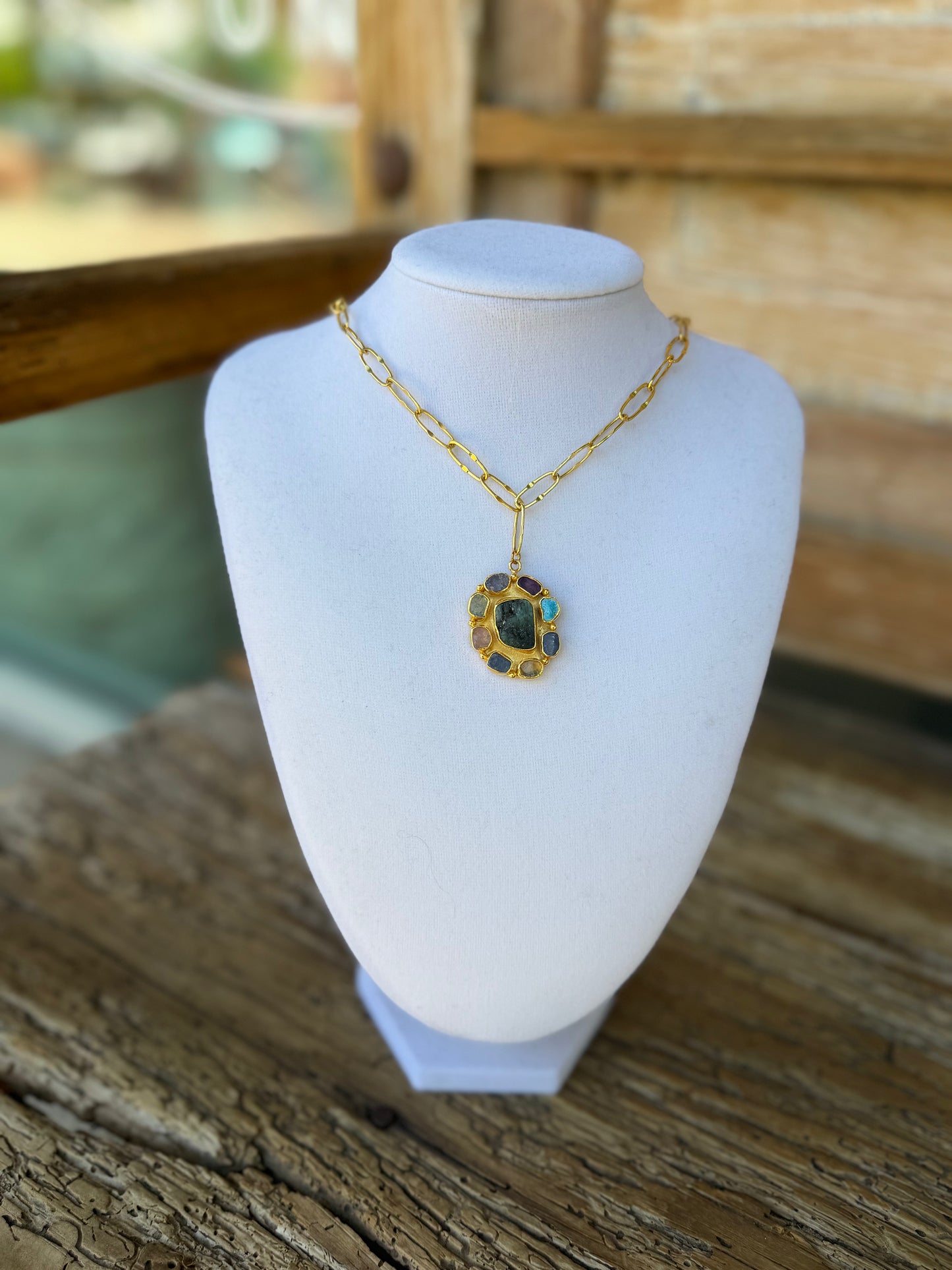 Winton + Waits  Gemstone Cluster Necklace