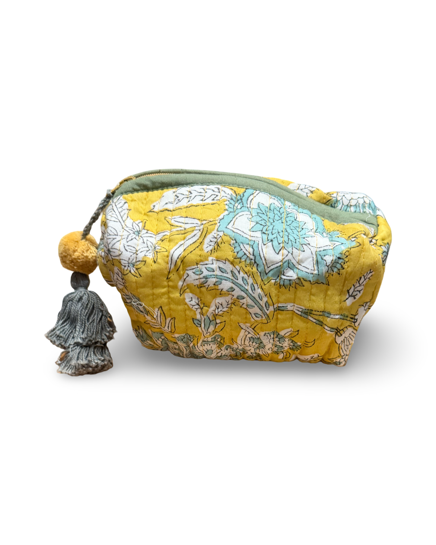 India Block Print Quilted Pouch, Small