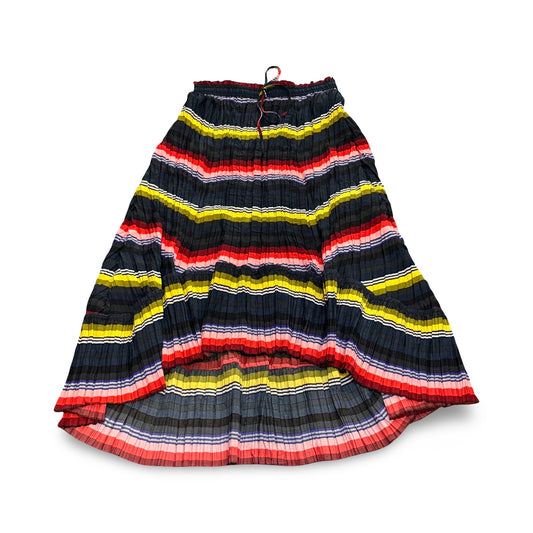 Fiesta Colorful Pleated Skirt, Black & Stripes
