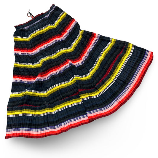 Fiesta Colorful Pleated Skirt, Black & Stripes