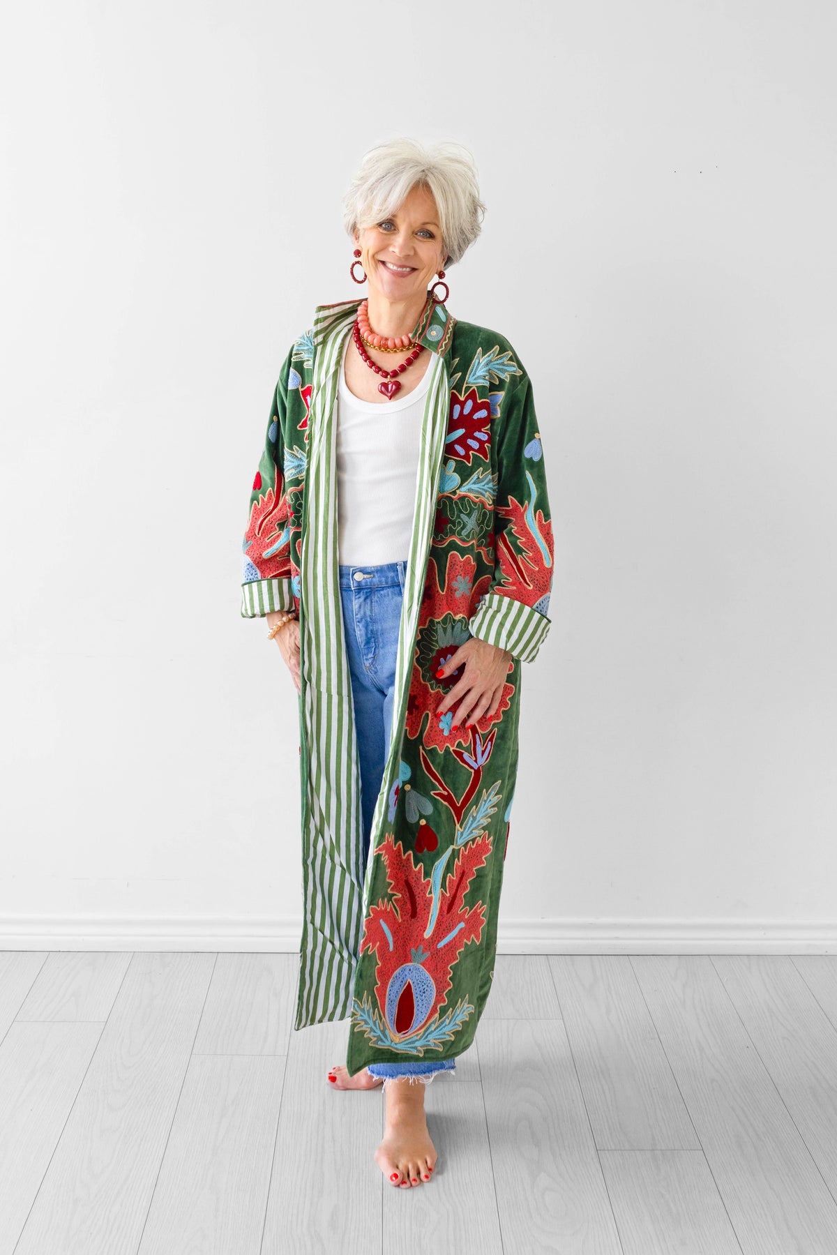 W&W Kalidescope Velvet Duster Suzhani