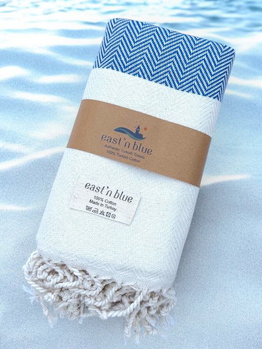 FOUTA Turkish Cotton Towel Blue