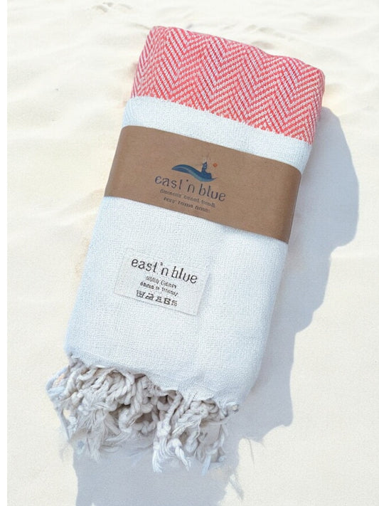FOUTA Turkish Cotton Beach Towel: Orange
