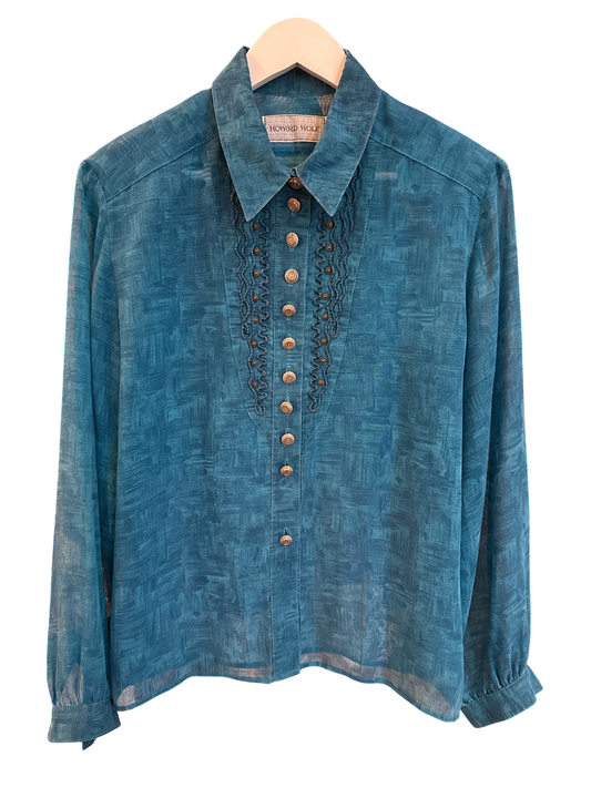 VINTAGE HOWARD WOLF Turquoise Western Tuxedo Shirt