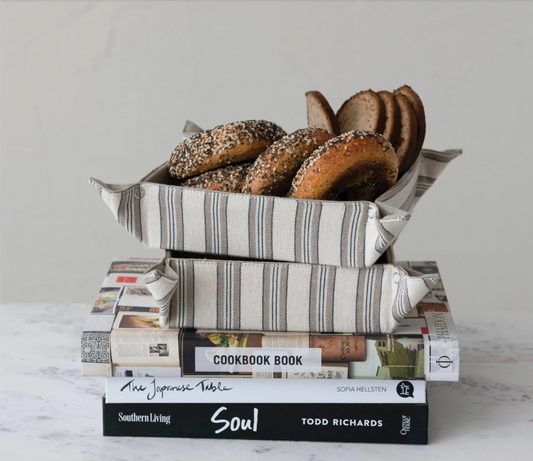Woven Cotton Bread Basket & Snaps