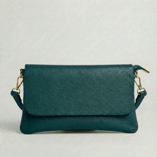 Crossbody Italian Pebble Leather TEAL