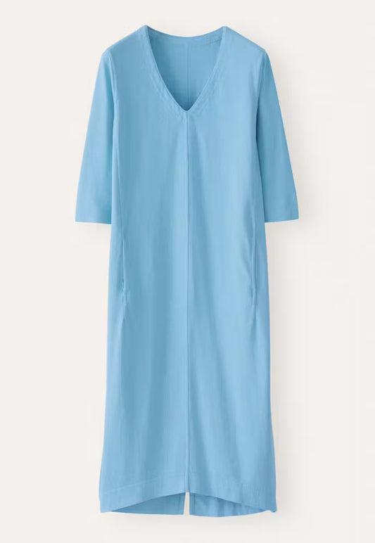 POETRY V-neck dress hemp & organic cotton in Bluebell