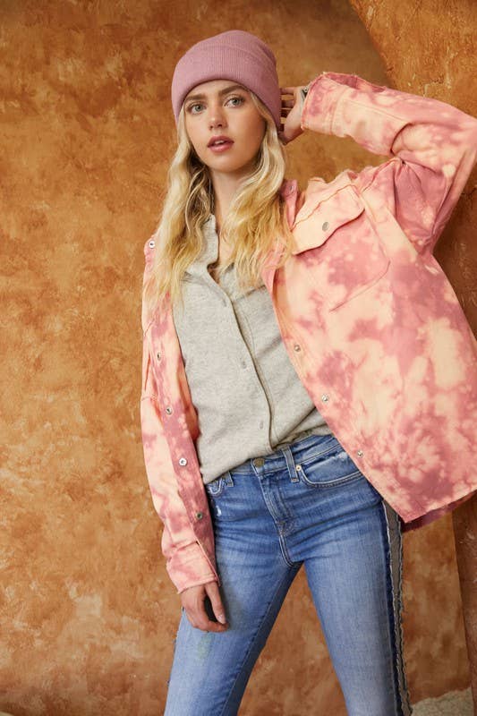 TIE DYE JACKET, PEACE: Tangerine / 3XL