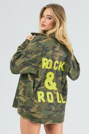 DAVI & DANI Oversized Camo Rock & Roll Jacket, Size L