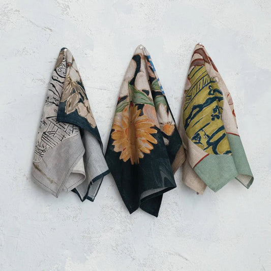 COTTON & LINEN TEA TOWELS, EACH