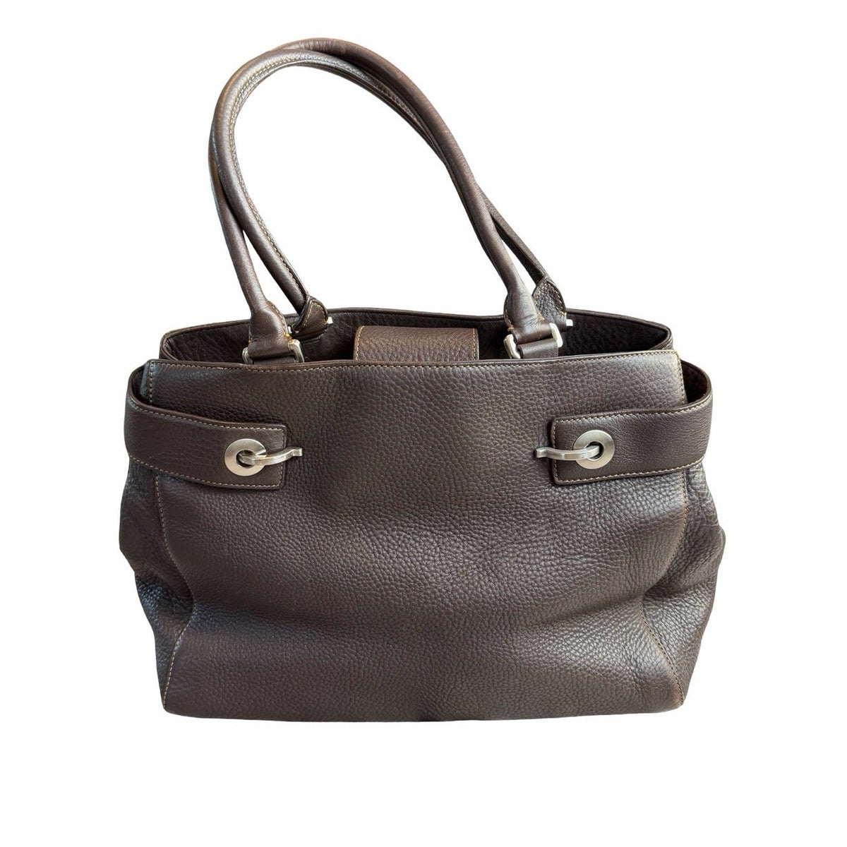 LEVENGER Dark Brown Pebbled Leather Tote Career Travel Satchel