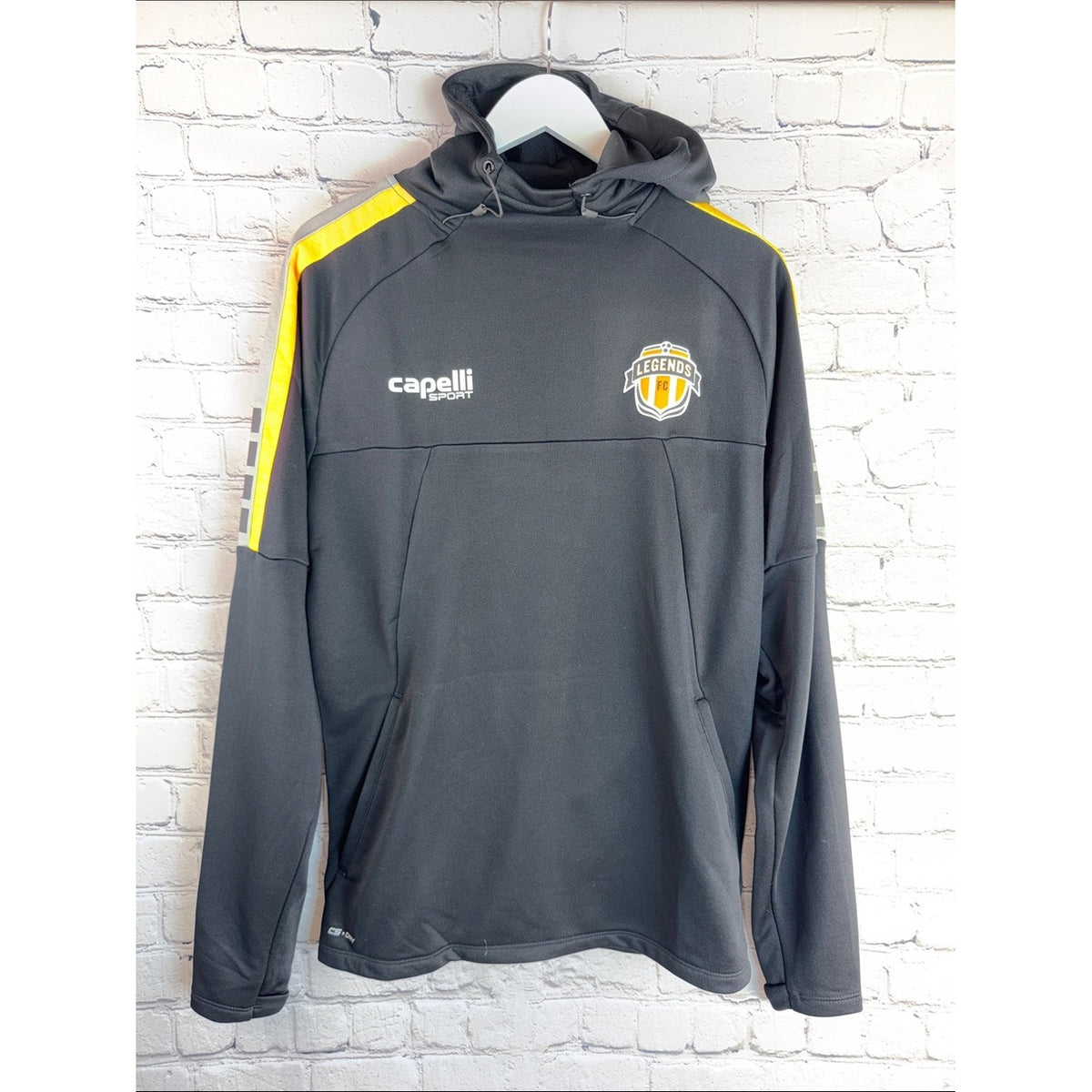 CAPELLI SPORT Legends Black Yellow Pullover Hoodie Athletic Sweatshirt NWOT