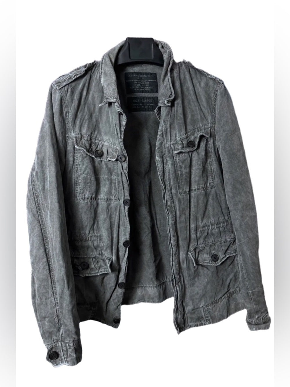 ALLSAINTS Spitalfields Utility Field Jacket Washed Green Gray Canvas M