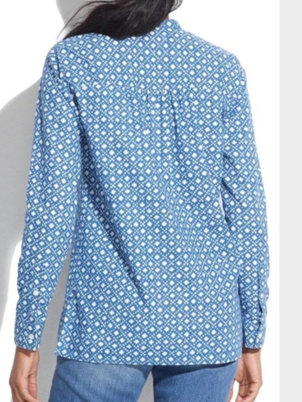 MADEWELL Denim Chambray Floral Stamp Long-Sleeve Button-Front Shirt XS