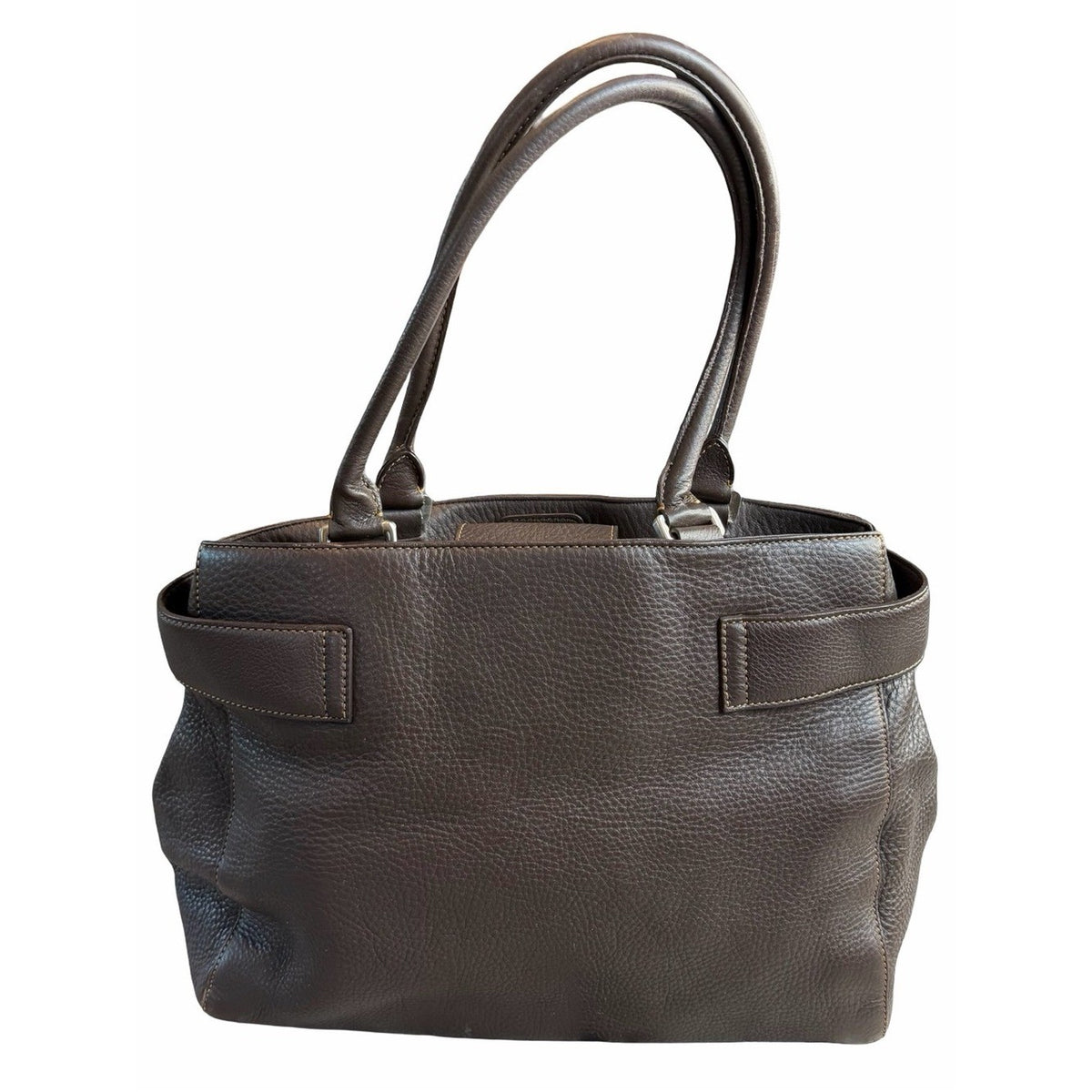 LEVENGER Dark Brown Pebbled Leather Tote Career Travel Satchel