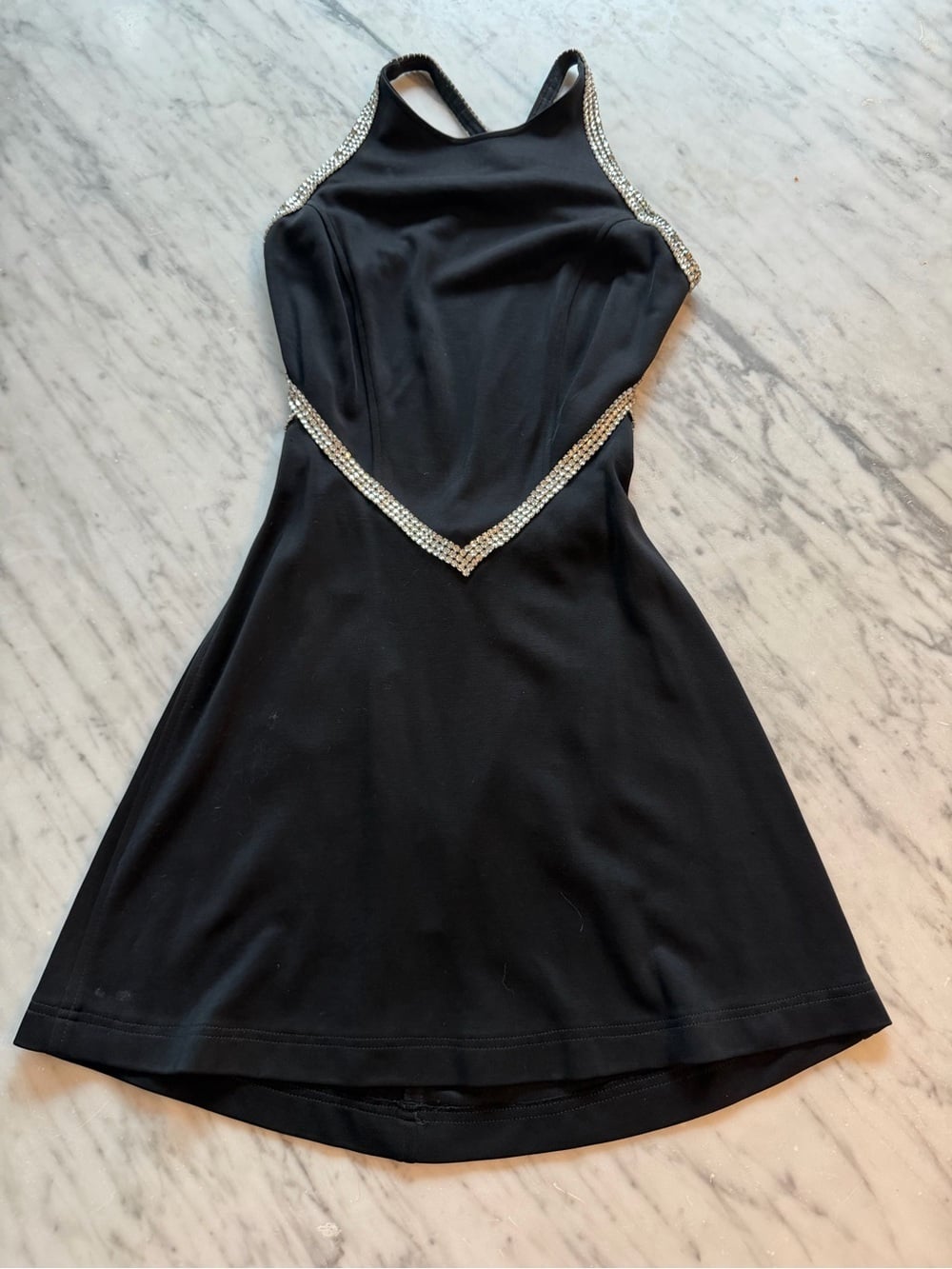 LILLIE RUBIN Black Halter Dress with Rhinestone Trim Size 4