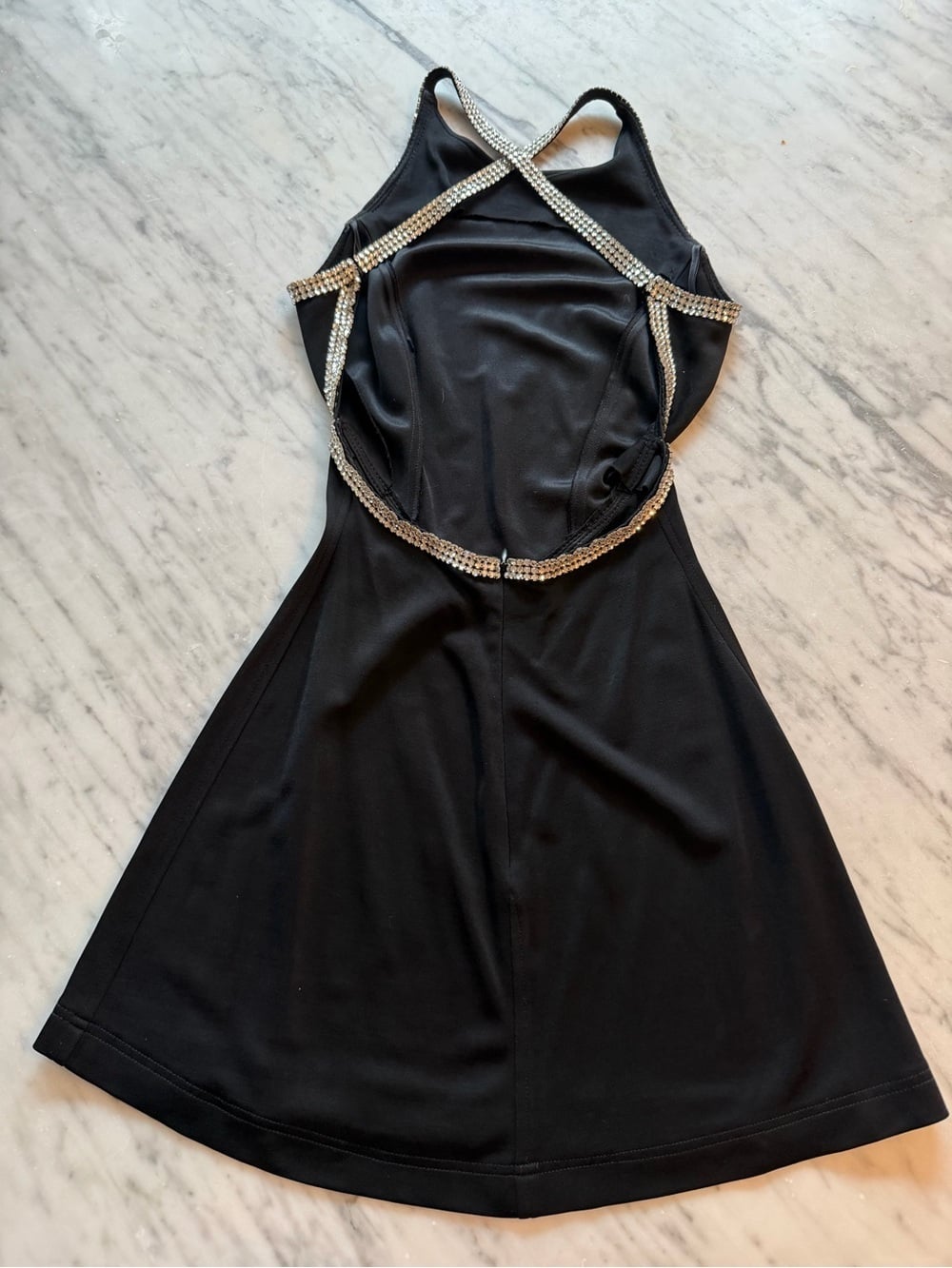 LILLIE RUBIN Black Halter Dress with Rhinestone Trim Size 4
