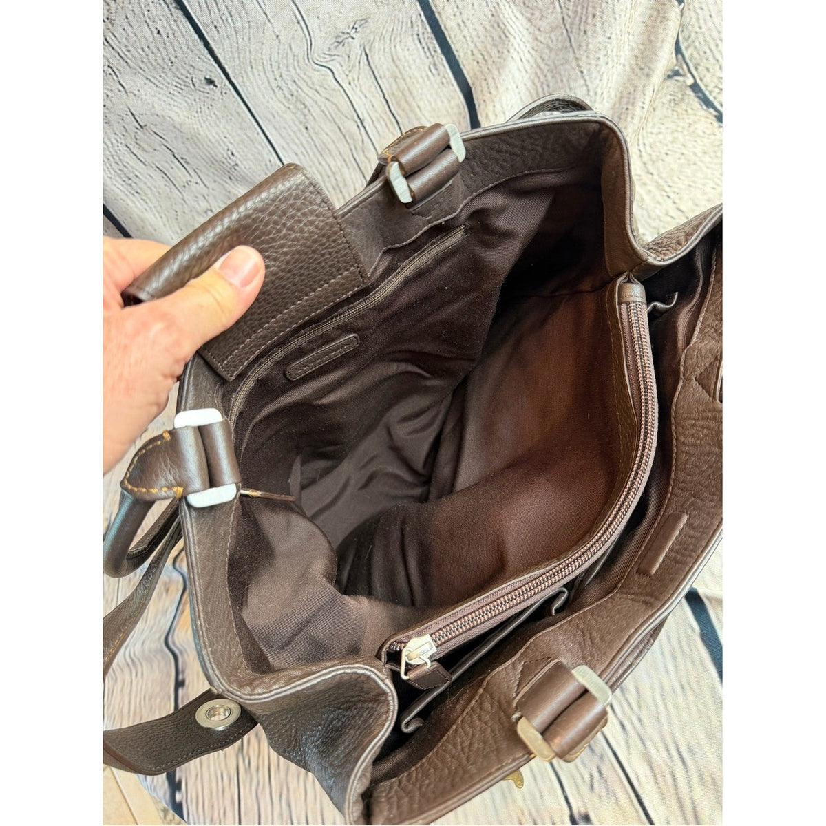 LEVENGER Dark Brown Pebbled Leather Tote Career Travel Satchel