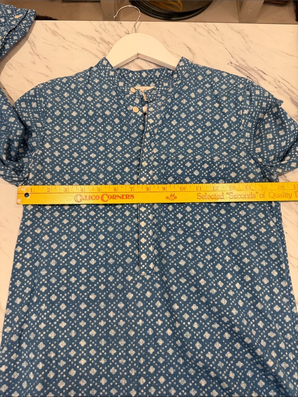 MADEWELL Denim Chambray Floral Stamp Long-Sleeve Button-Front Shirt XS