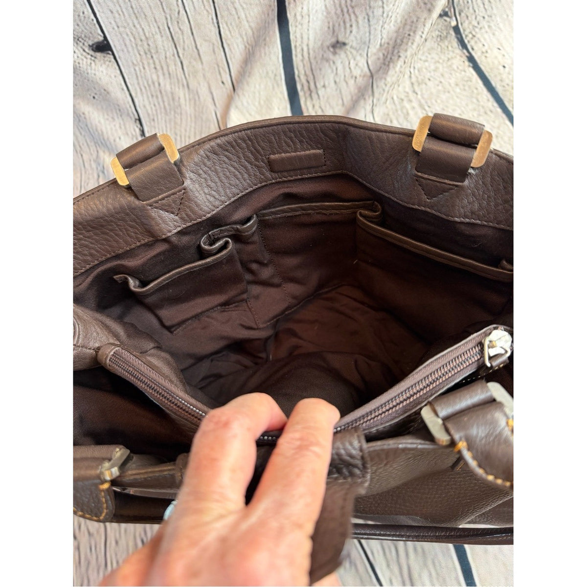 LEVENGER Dark Brown Pebbled Leather Tote Career Travel Satchel
