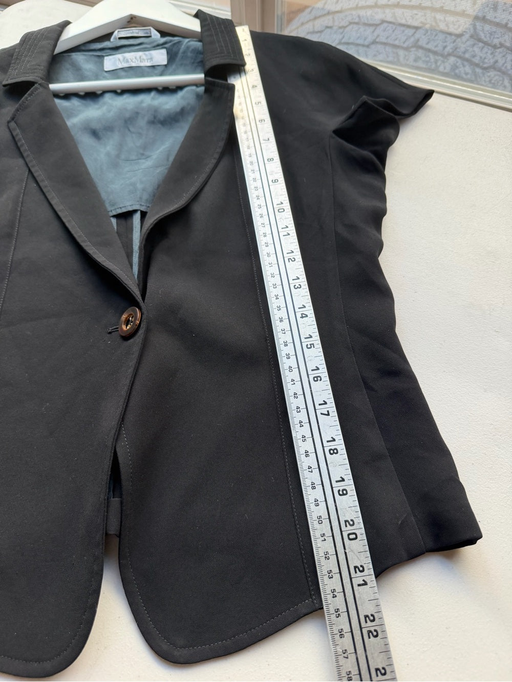 MAX MARA Black Short Sleeve Blazer Made in Italy Single Button
