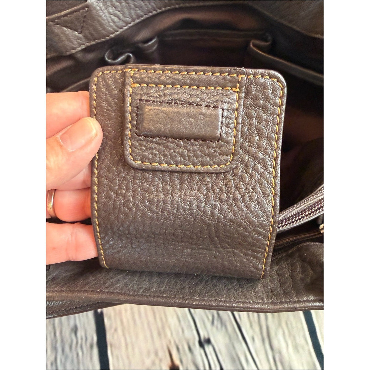 LEVENGER Dark Brown Pebbled Leather Tote Career Travel Satchel